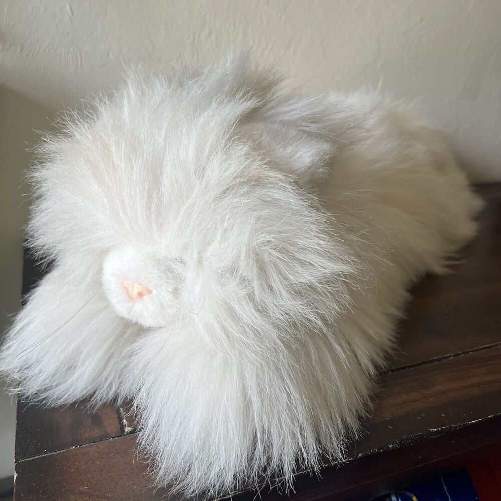 Vintage Applause White Persian Cat Plush Blue Eyes 19" 1989 Stuffed Animal